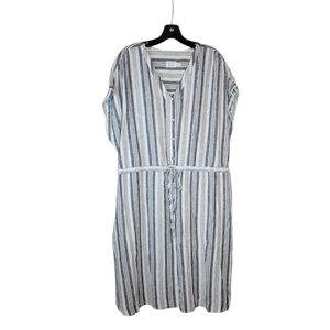 Black and white striped linen blend shift dress Size 3X